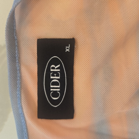 Sunset In The Sky Mesh Multicolor Ruched V-Neck Cropped Women's Top Size XL - Picture 8 of 9